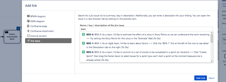 Add Jira Link to Process Element