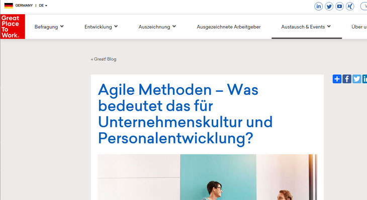 Screenshot Gastbeitrag im Blog des Great Place to Work-Instituts 