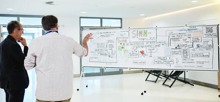 Ein echtes Kunstwerk: Die Inhalte der Hauptbühne als Graphic Recording von XXXXXX (Foto: Witte Wattendorf GmbH)