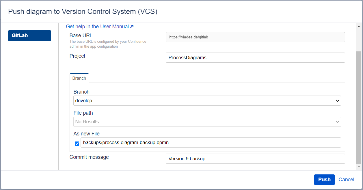 Push diagram to Version Control System