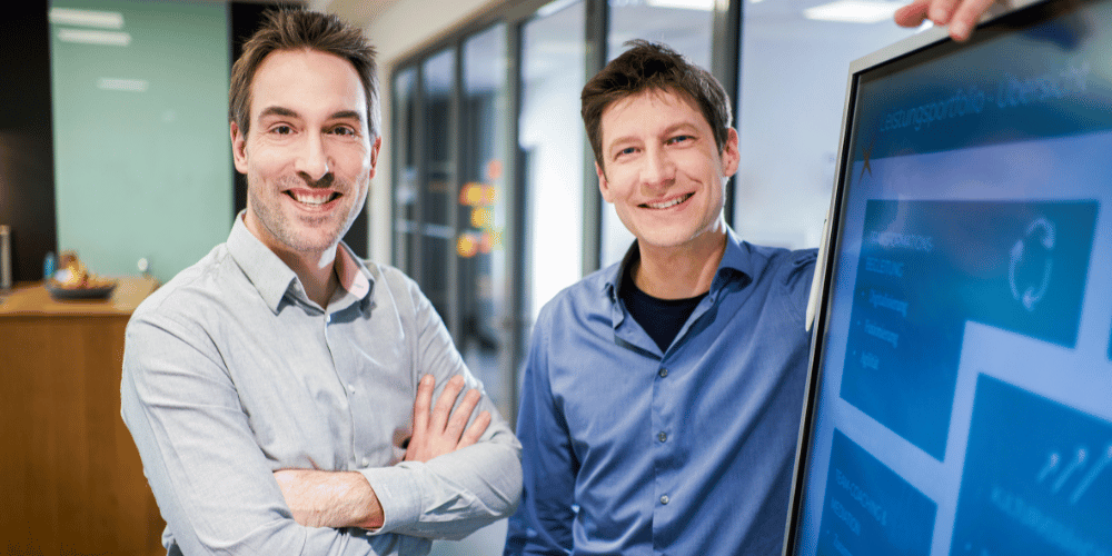 Dr. Kay Hildebrand und Ralf Werner verkörpern die geteilte Führungsposition bei viadee spark.